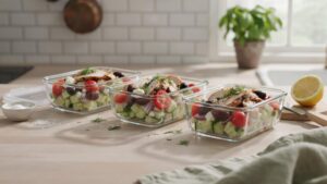 High Protein Greek Salad Meal Prep For Weekday Lunches