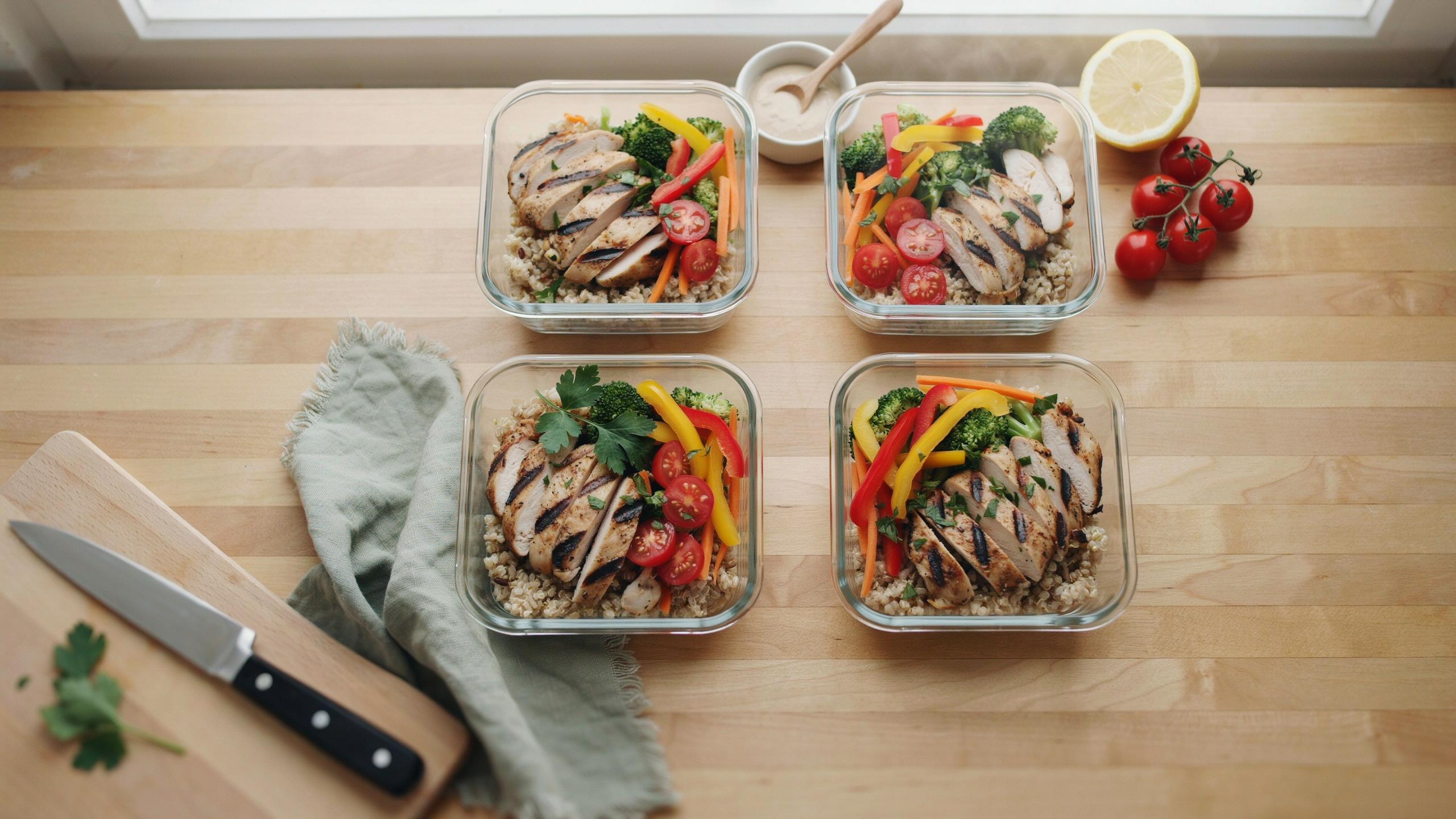 Chicken Bowl Meal Prep With Grains And Vegetables