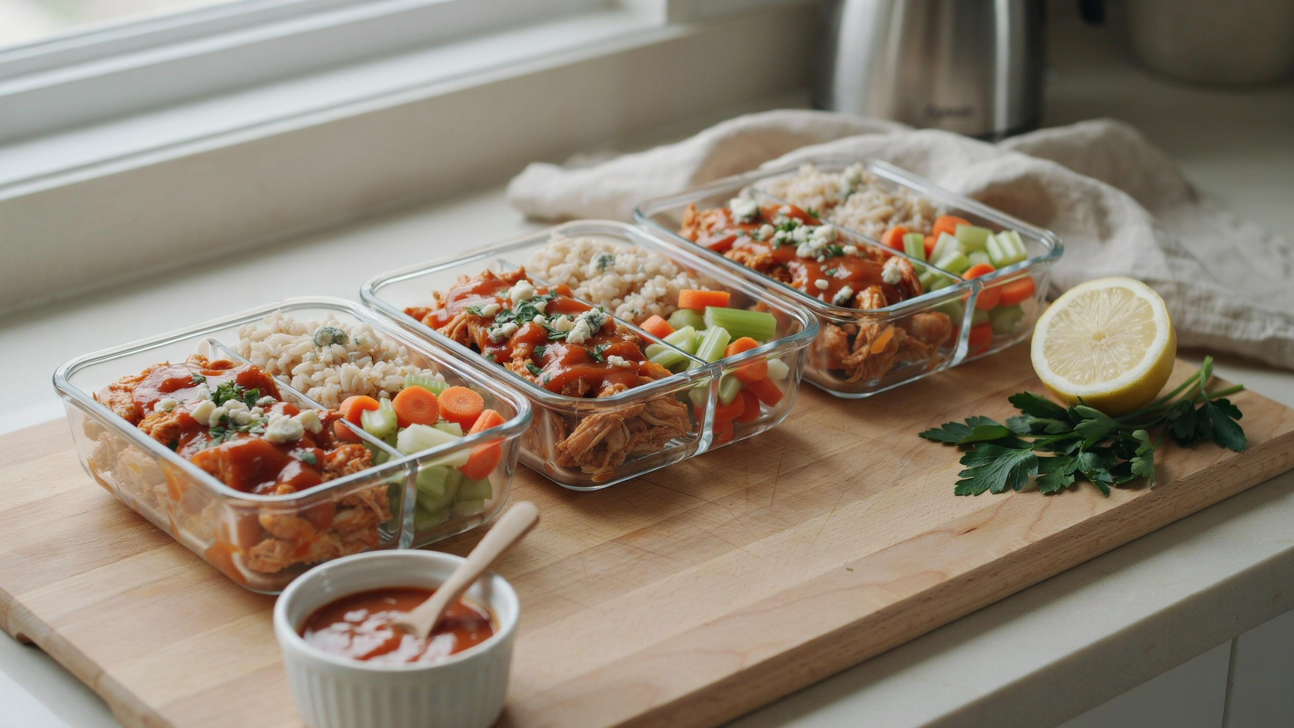 Buffalo Chicken Meal Prep For High Protein Lunches