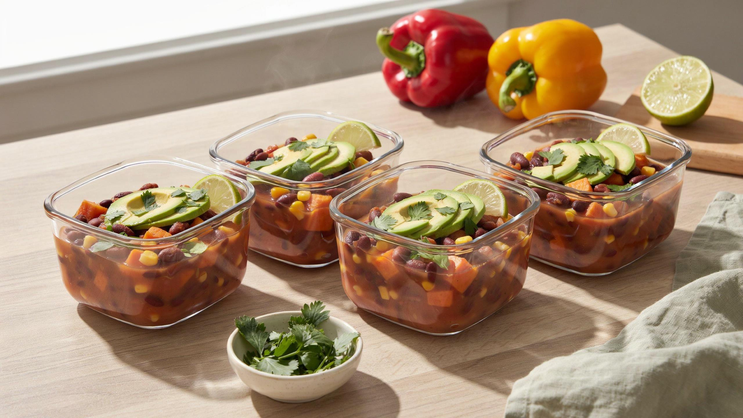 Vegetarian Chili Meal Prep For High Protein Dinners