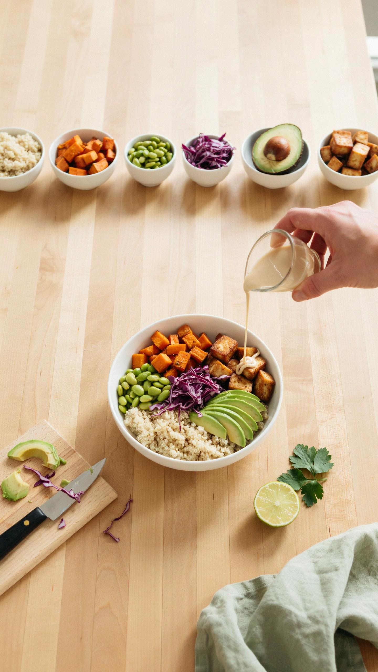 The Assembly Line Method For Vegan Protein Bowl Creation